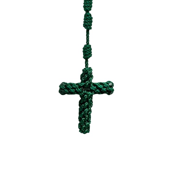 St Jude Green Knotted Rope Rosary Necklace Handmade Saint NEW - Picture 5 of 5